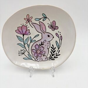 Easter Herman Bunny Rabbit Flower Spring Ceramic Salad Dessert Appetizer Plate